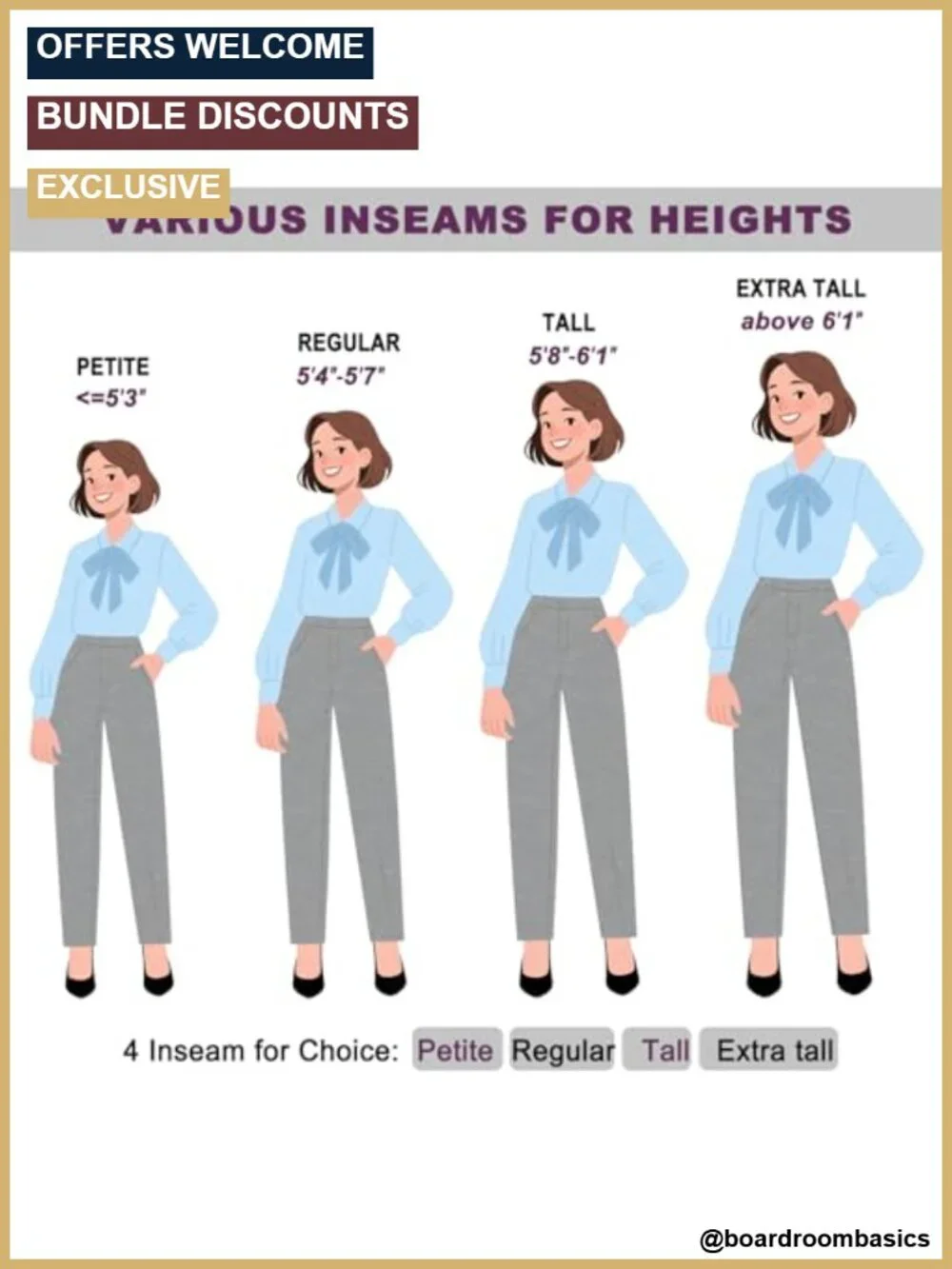 Women's Stretch Straight Leg Dress Pants Business Casual Slacks